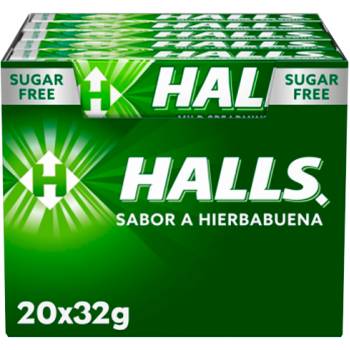 Caramelo Halls Spearmint 32 gr. - PRODUCTO NACIONAL EN CASTELLANO SIN PEGATINAS -Caja 20 unidades