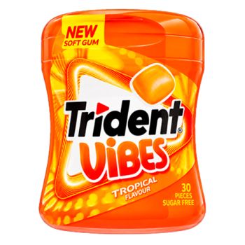Chicle Trident Vibes Tropical BOTE - 70,2gr. Pack 6 Unidades