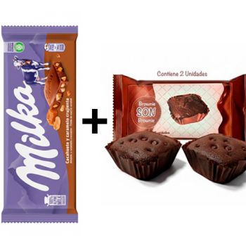 .Milka Caramel Peanut Crisp 90 gr. - Caja 24 unid.( 0.50 € ) - ( CAD: 15/04/2026 ) + Brownie SON 50 gr. - Caja 20 Unidades