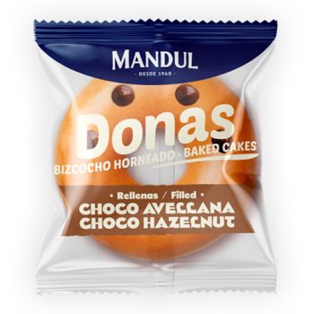 Donas Rellenas de Cacao  y Avellanas - Caja 36 Unidades