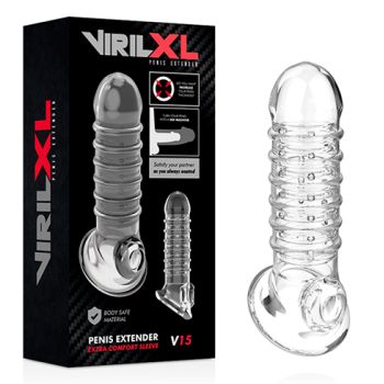 Extensión y Funda de Pene V15 Transparente -  VIRILXL