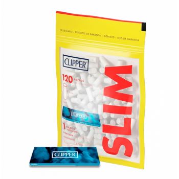 Filtros Algodón Clipper Slim (bolsa 120 + 30 Gratis) + Librito Blue - Caja 34 unidades