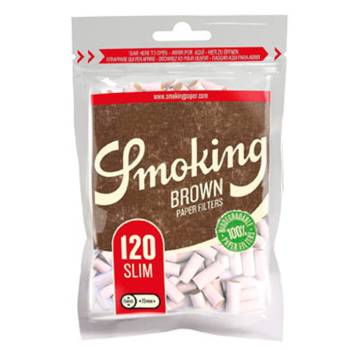 Filtros Algodón Smoking Brown Slim 6mm (Bolsa de 120 filtros) - Caja de 10 bolsas