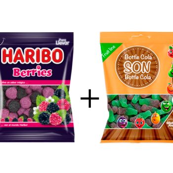 G H. Berries (Moras) 100 gr. - Caja 18 unidades + GS. Bottle Cola Pica 80 gr. - Caja 16 Unidades