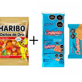 Lote: G H. Ositos Oro 100 gr. - Caja 18 unidades + Galletas Crakeñas 24 g – Pack 8 paquetes