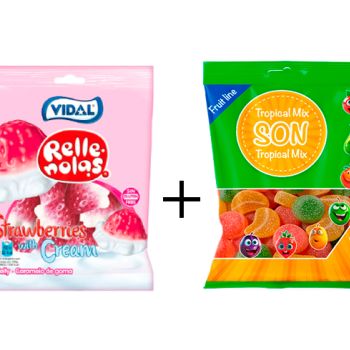 G V. Fresones Nata Fresa 85 gr. - Caja 14 unidades + GS. Tropical Mix 80 gr. - Caja 16 Unidades