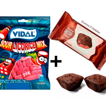 G V. Surtido Regaliz Pica 90 gr. ( 0.43 € ) + Brownie SON 50 gr. ( 0.368 € )