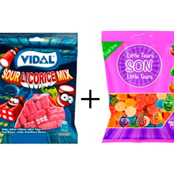 G V. Surtido Regaliz Pica 90 gr. - Caja 14 unidades + GS. Little Tears 80 gr. - Caja 16 Unidades