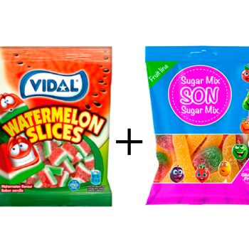 G V. Tajadas Sandía 90 gr. - Caja 14 unidades + GS. Sugar Mix 80 gr. - Caja 16 Unidades