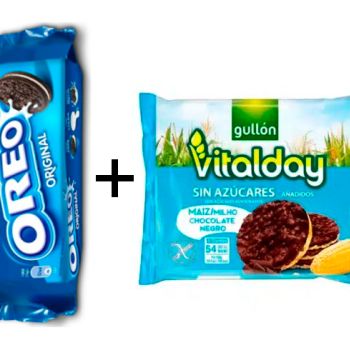 Galletas Oreo 66 gr. ( 0.29 € ) + Vitalday Tortitas de Maiz  con Chocolate Negro 25 gr. ( Cad. 24/02/26)  ( 0.367 € )