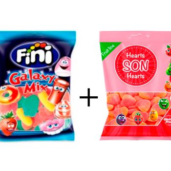 GF. Galaxy Mix Azúcar 90 gr. - Caja 12 unidades + GS. Hearts 80 gr. - Caja 16 Unidades