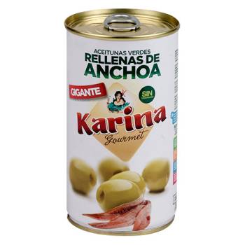 Karina - Aceituna rellena de Anchoa - bote de 50 gr. - Pack de 24 unidades