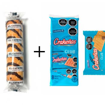 Lote: Caña RAYADA de Chocolate 90 gr. - Caja de 2 Kilos + Galletas Crakeñas 24 g – Pack 8 paquetes