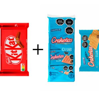 Lote: Kit-Kat 41,5 gr. ( 0.485 € Uni. ) + Galletas Crakeñas 24 gr. ( 0.25 € Uni. )