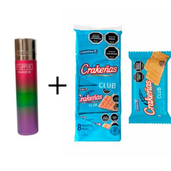 Lote: Mecheros Clipper NOVEDADES - Caja 48 unidades ( 0.395 € Uni. ) + Galletas Crakeñas 24 g – Pack 8 paquetes ( 0.25 € Uni. )