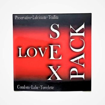Love Sex Pack, kit de condón, lubricante y toallita íntima - Caja 33 Unidades