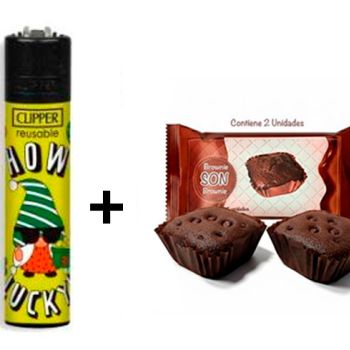Mecheros Clipper Serigrafiados noved.( 0.438 € ) + Brownie SON 50 gr. ( 0.368 € )