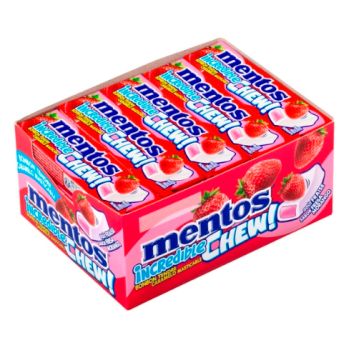 Mentos Incredible Chew Fresa 45 gr. - Caja de 20 unidades