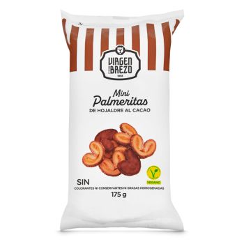 Mini palmeritas al cacao Virgen del Brezo bolsa 175 g - Caja 12 Unidades