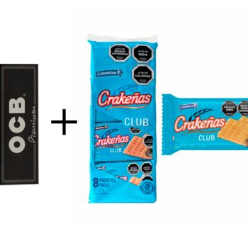 Lote: OCB Premiun 1.1/4 - Caja 100 libritos + Galletas Crakeñas 24 g – Pack 8 paquetes