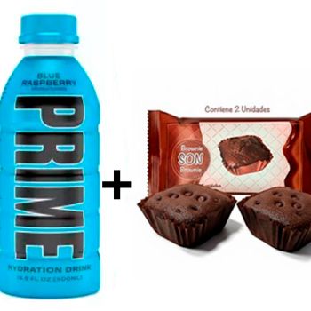 Prime Frambuesa Azul ( 0.99 € ) + Brownie SON 50 gr. ( 0.368 € )