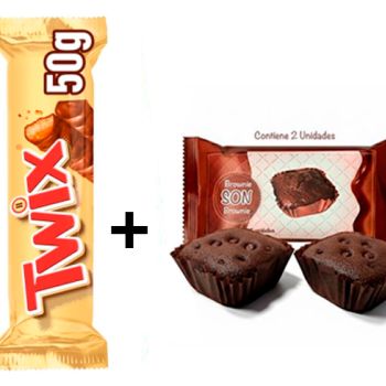 Twix 50 gr. CAJA DE 30 UNIDADES  ( 0.435 € ) + Brownie SON 50 gr. ( 0.368 € )