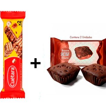 Wafer Avellana CUÉTARA  21gr.  ( 0.168 € ) + Brownie SON 50 gr. ( 0.368 € )